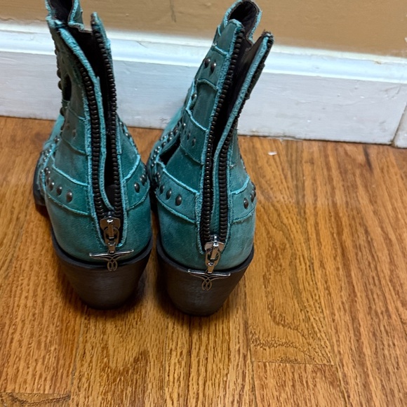 Stylish Teal Ankle Boots with Studs - Picture 3 of 6